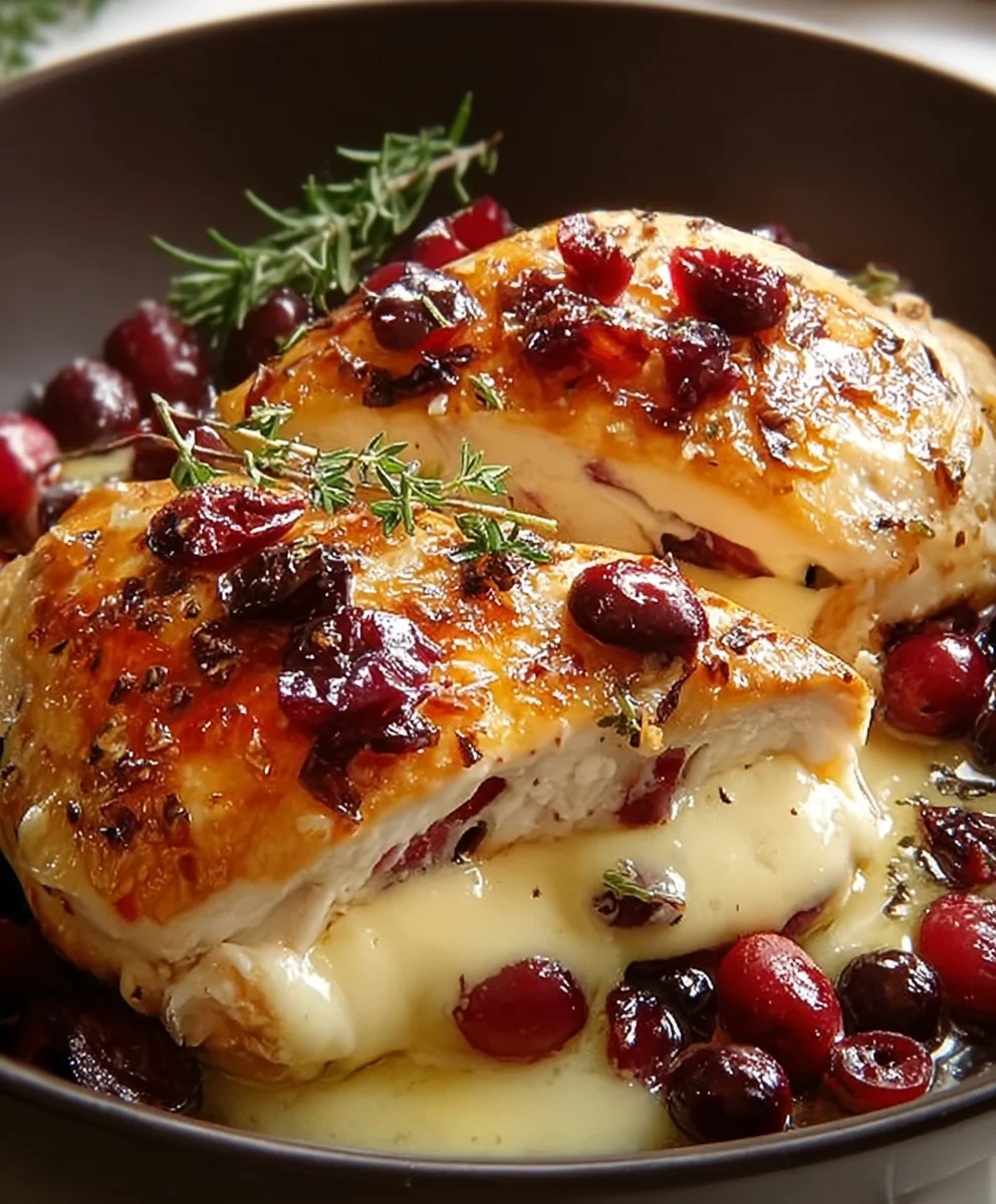 Cranberry Brie Stuffed Chicken - Easy Holiday Dinner