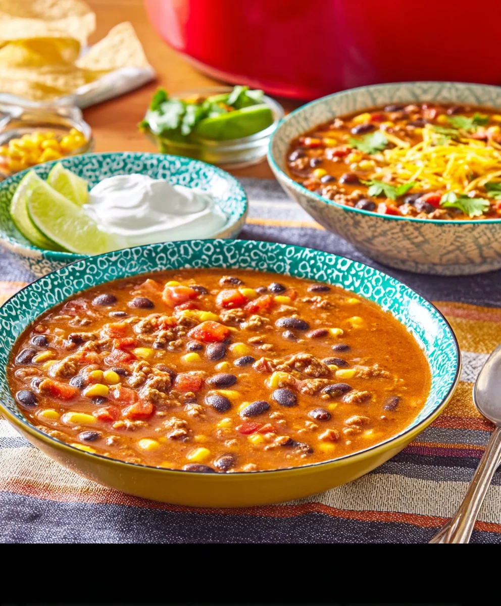 Easy Beef Taco Soup Recipe-Flavorful & Quick