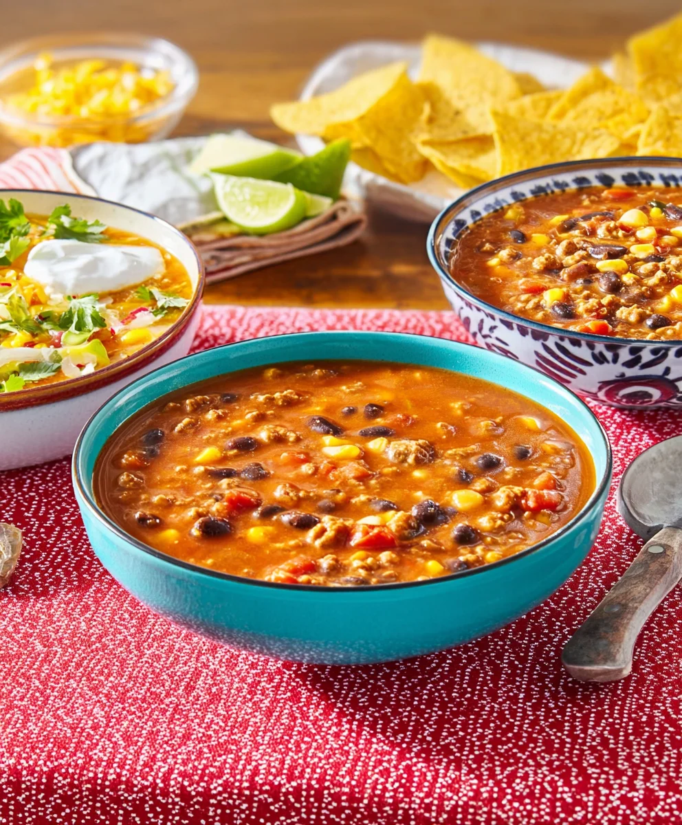 Easy Beef Taco Soup Recipe-Flavorful & Quick